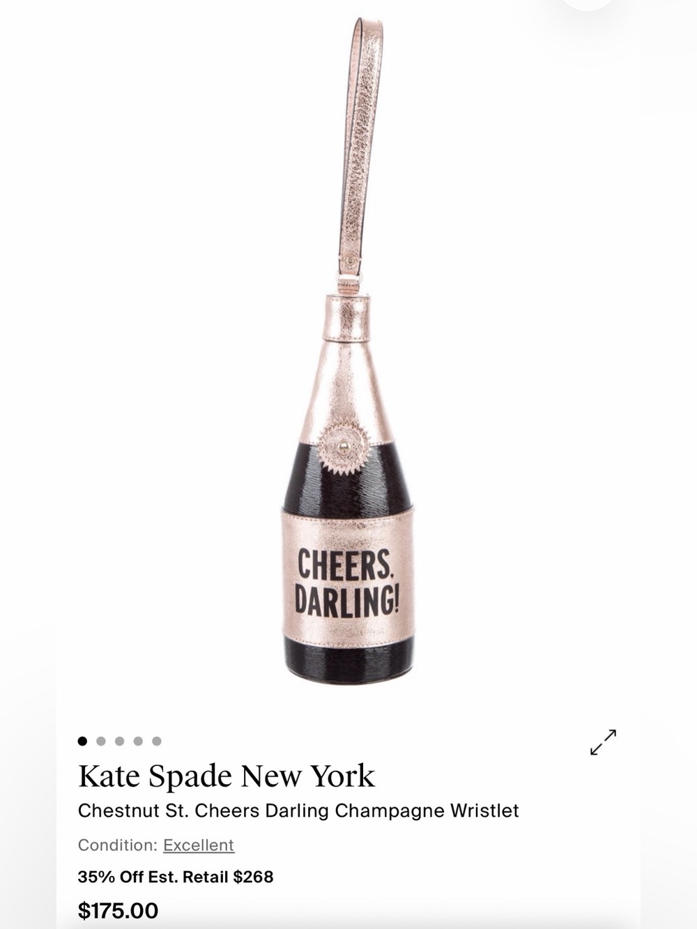 kate spade Rose Gold & Black 'Cheers, Darling!' Champagne Bottle Wristlet